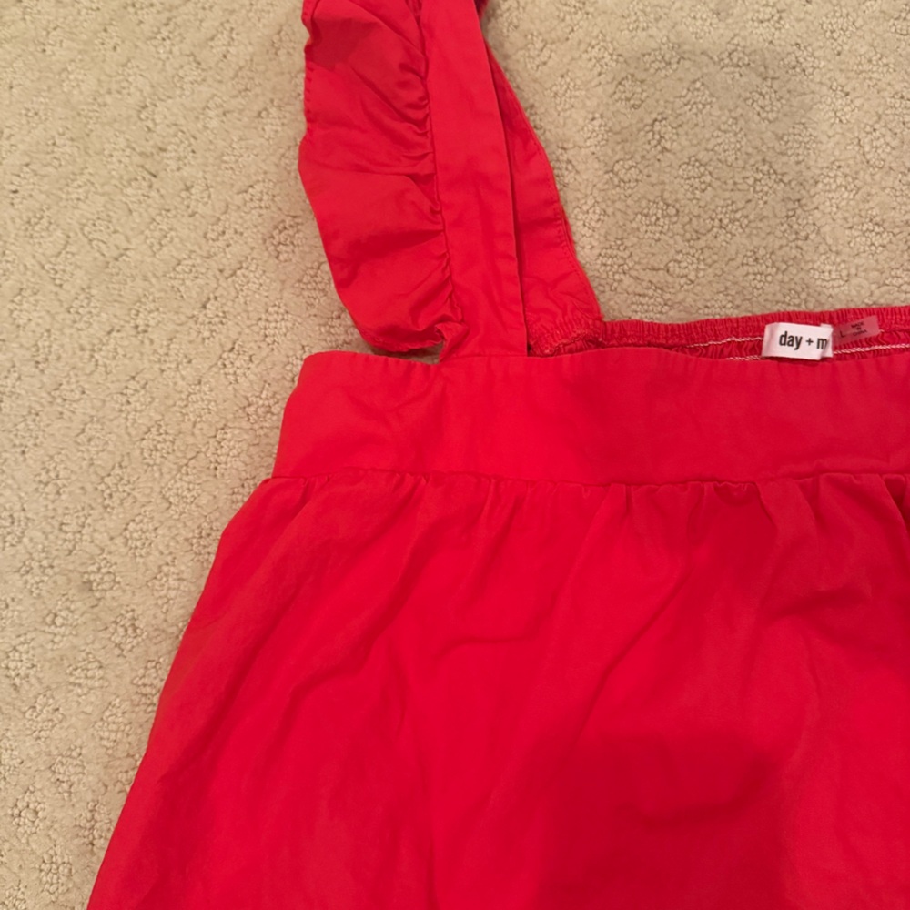 Red Ruffled Women's Tank Top - Picture 3 of 4